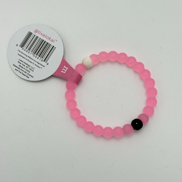 New Lokai Bracelet Pink Beads Breast Cancer Awareness Slide On Style Medium - Picture 5 of 7